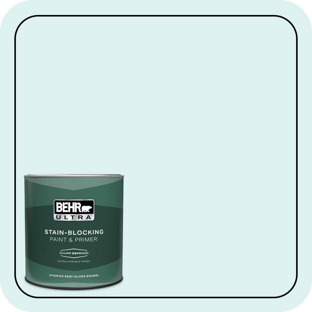 BEHR ULTRA 1 qt. #500C-2 Aqua Pura Extra Durable Semi-Gloss Enamel Interior Paint & Primer