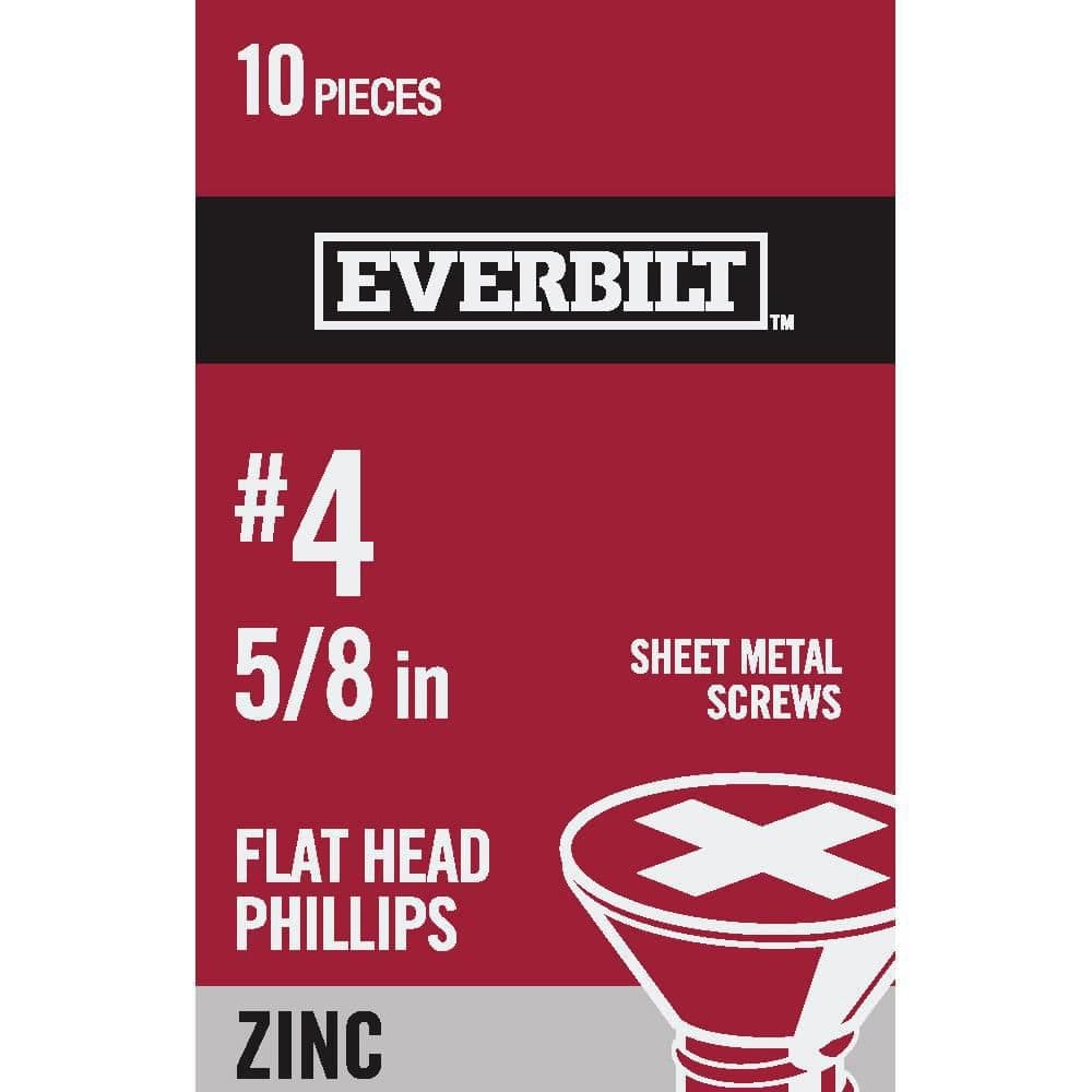 Everbilt #4 x 5/8 in. Zinc Plated Phillips Flat Head Sheet Metal Screw (10-Pack) (1)