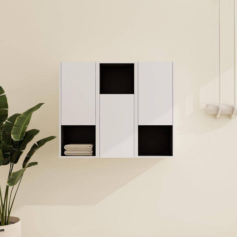 ARTCHIRLY 35.43 in. W x 9.81 in. D x 29.5 in. H Bathroom Storage Wall Cabinet in White (1)