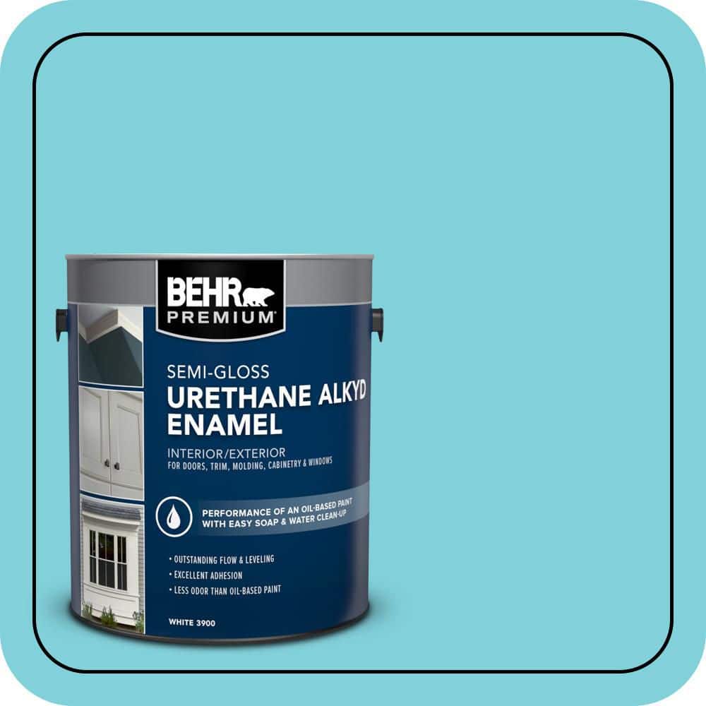 BEHR PREMIUM 1 gal. #P470-3 Sea of Tranquility Urethane Alkyd Semi-Gloss Enamel Interior/Exterior Paint