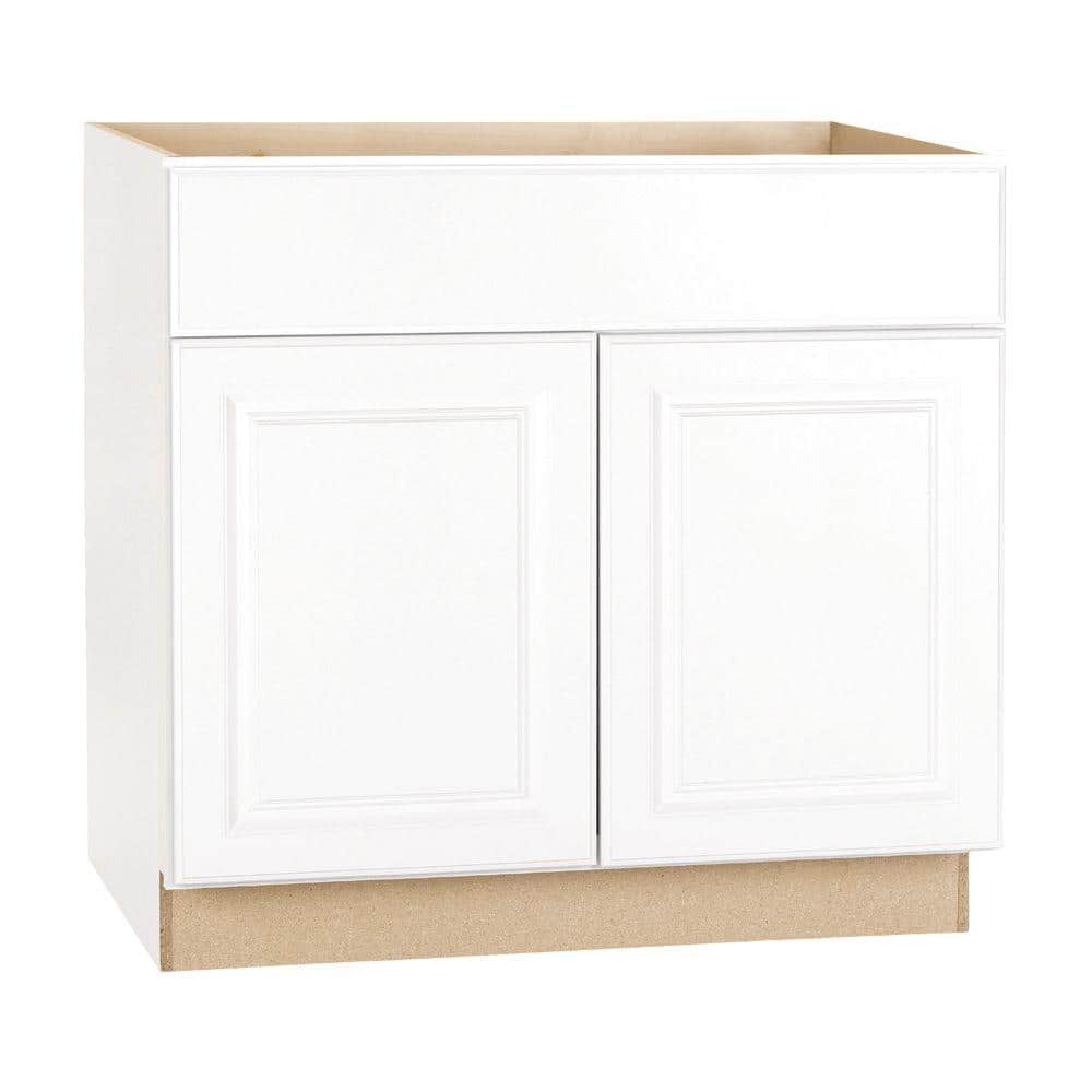 Hampton Bay Hampton 36 in. W x 24 in. D x 34.5 in. H Assembled Base Kitchen Cabinet in Satin White