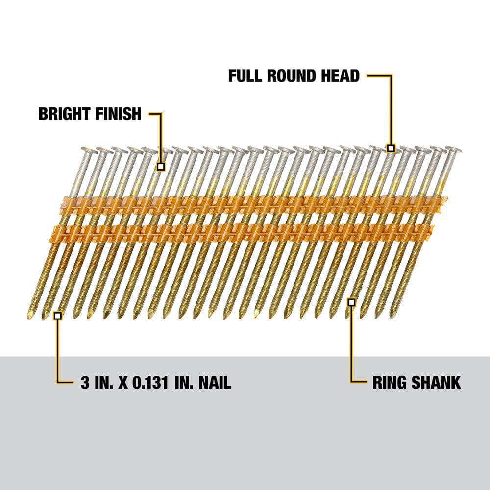 DEWALT 3 in. x 0.131 in. Ring Shank Galvanized Metal Framing Nails (2000 Pack) (2)