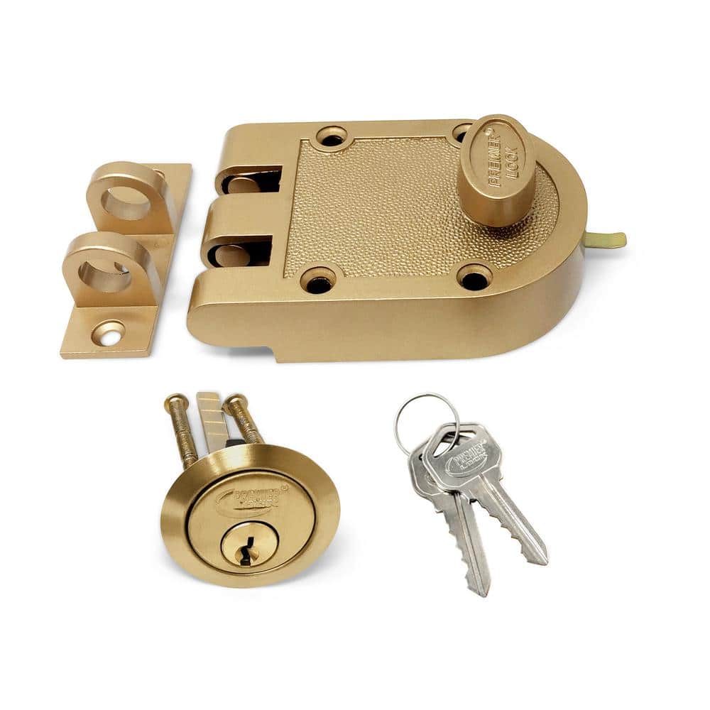 Premier Lock Bronze Lacquer High Security Single Cylinder Jimmy Proof Die Cast Deadbolt Lock with Flat Strike 2 KW1 Keys