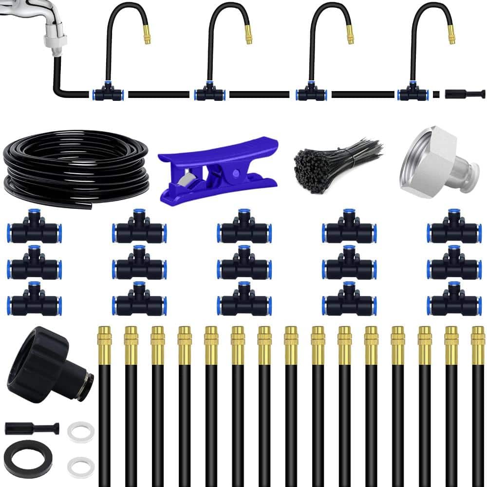 Unbranded 49.21Ft Drip Irrigation System, 360 Degree Bendable Misting Watering Kit for Garden, Greenhouse, Yard and Lawn (1)