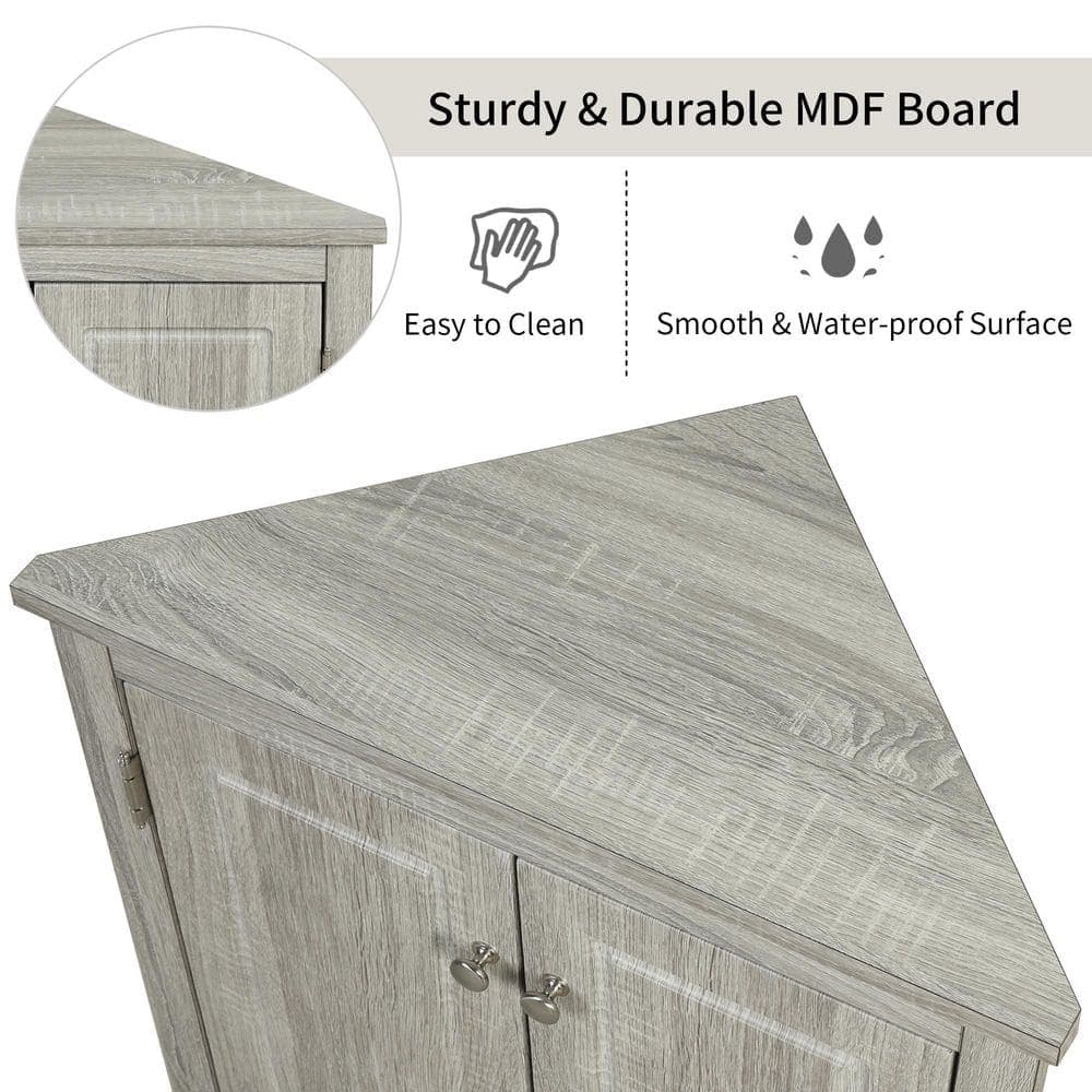 Unbranded 17.20 in. W x 17.20 in. D x 31.50 in. H Oak Bathroom Storage Wall Cabinet with Adjustable Shelves (3)