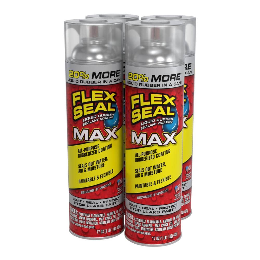 FLEX SEAL FAMILY OF PRODUCTS Flex Seal MAX Clear 17 oz. Aerosol Liquid Rubber Sealant Coating (4-Pack)
