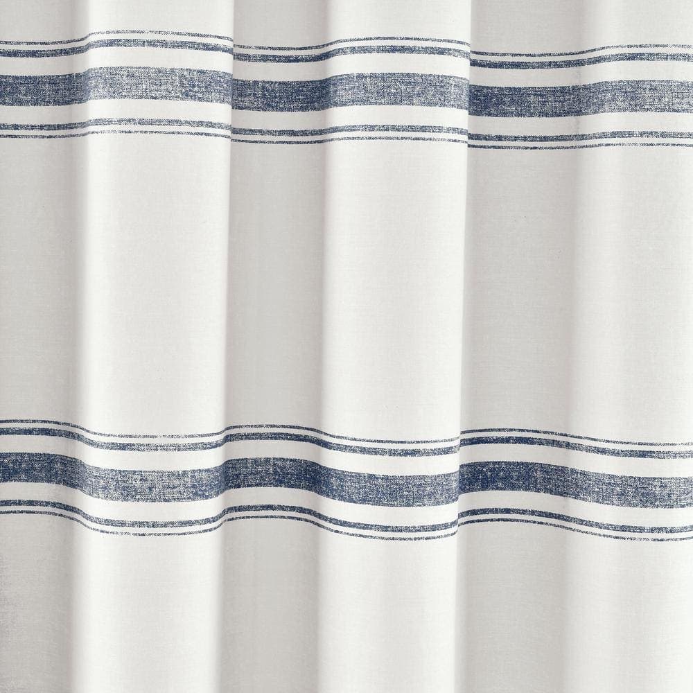 Lush Decor 72 in. x 72 in. Farmhouse Stripe Shower Curtain Navy Single (3)