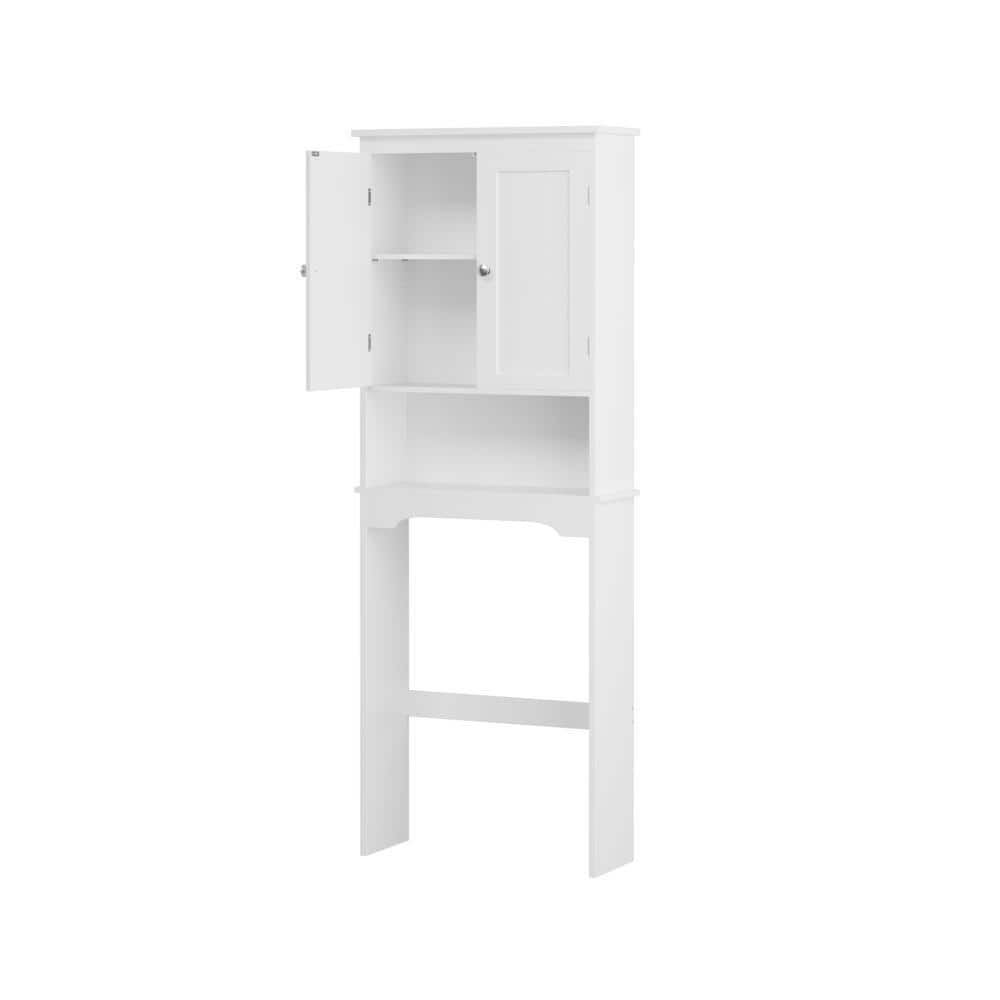 Unbranded 24.8 in. W x 66 in. H x 9 in. D White Over The Toilet Storage with Adjustable Shelves & Doors (2)