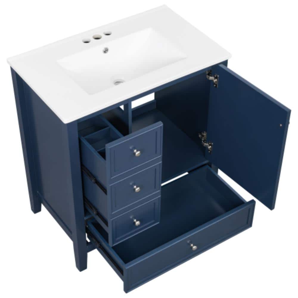 Unbranded 30 in. W x 18.3 in. D x 33.8 in. H Bathroom Blue Linen Cabinet