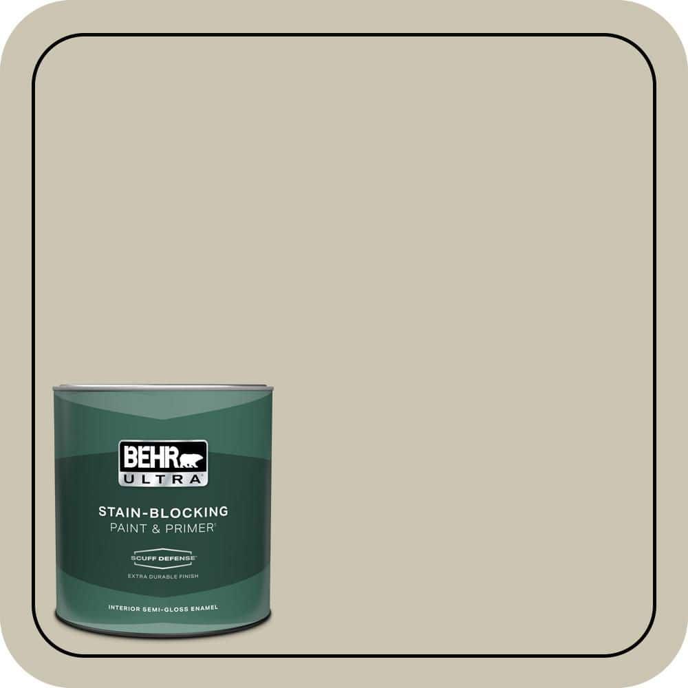 BEHR ULTRA 1 qt. #N340-2 Dune Grass Extra Durable Semi-Gloss Enamel Interior Paint & Primer