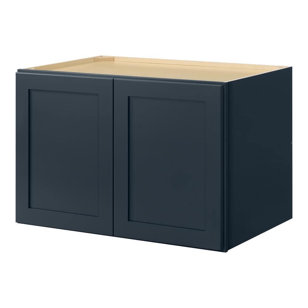 Hampton Bay Avondale 36 in. W x 24 in. D x 24 in. H Ready to Assemble Plywood Shaker Wall Bridge Kitchen Cabinet in Ink Blue