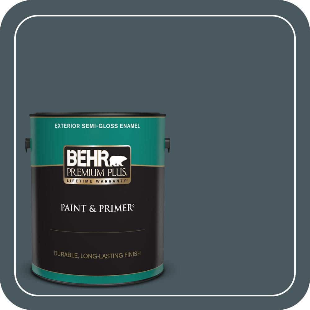 BEHR PREMIUM PLUS 1 gal. #S470-7 Undersea Semi-Gloss Enamel Exterior Paint & Primer