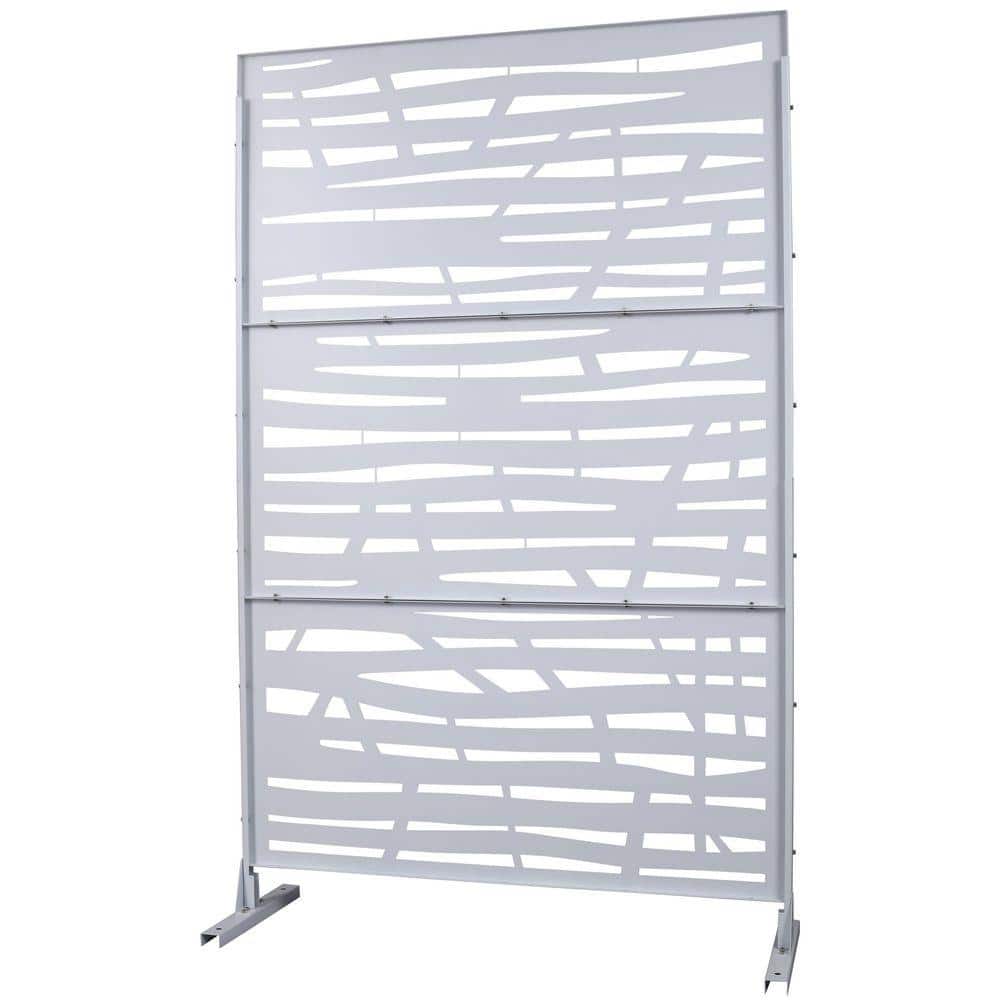Unbranded Outdoor and Indoor 6.3 ft. x 4 ft. Freestanding Decorative Privacy Fence Screen White Metal for Garden Fence