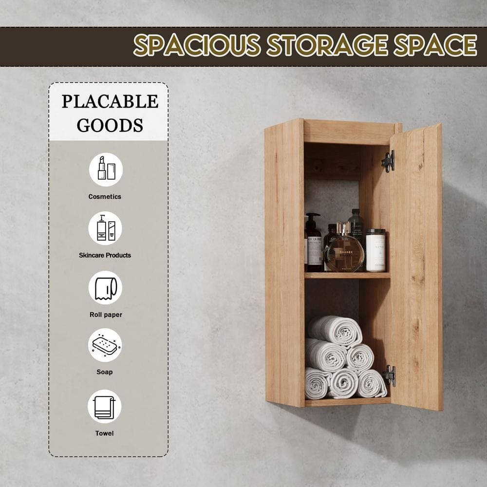 IDEAGLE 11.81 in. W x 9.81 in. D x 29.5 in. H Bathroom Storage Wall Cabinet, Bath Side Cabinet with Soft Close Door in Oak (2)