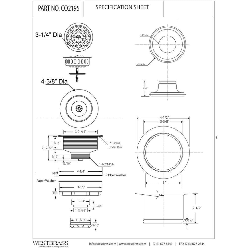 Westbrass COMBO PACK 3-1/2 in. Wing Nut Style Kitchen Sink Strainer and Extra-Deep Collar Disposal Flange/Stopper, Satin Nickel (2)