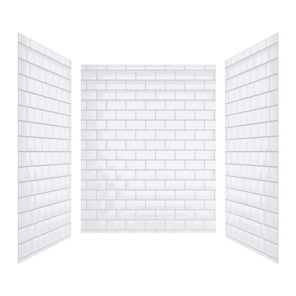 CASAINC 60 in. L 36 in. W 96 in. H 3-Piece Glue Up Alcove Shower Wall Surround SMC Composite Stone Flat Surface Calacatta (1)