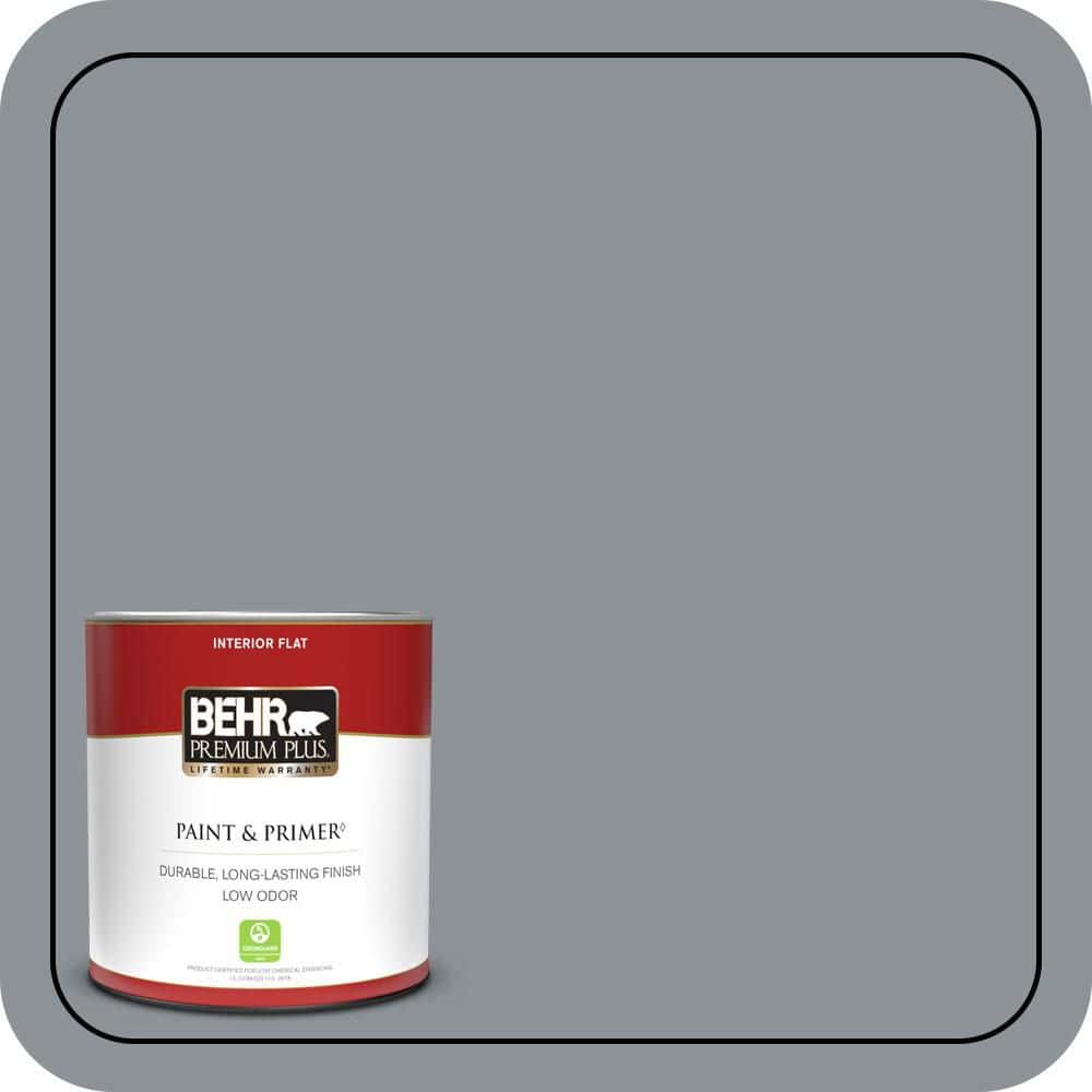 BEHR PREMIUM PLUS 1 qt. #PPU18-04 Dark Pewter Flat Low Odor Interior Paint & Primer