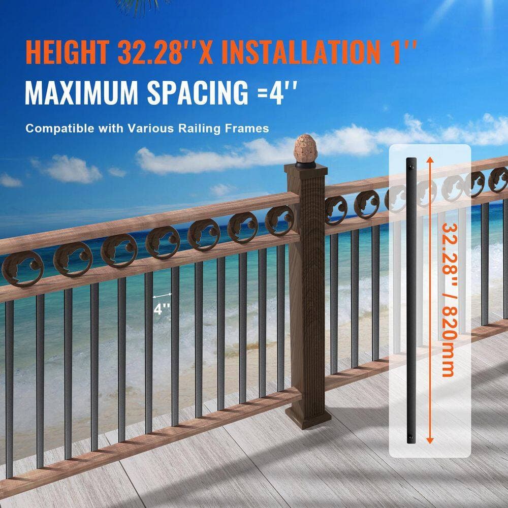 SVOPES 32.28 in. x 1 in. Aluminum Alloy Staircase Balusters, 51-Pack Decorative Railing Spindles, Satin Black Powder (3)
