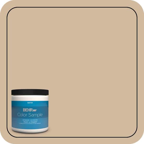 BEHR PREMIUM PLUS 8 oz. #S280-3 Practical Tan Satin Enamel Interior/Exterior Paint & Primer Color Sample (2)