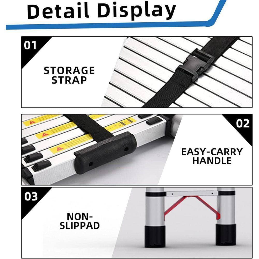 KIWDZFU 12.5ft Aluminum Telescoping Ladder with 330lbs Capacity for Home and Outdoor Use (2)