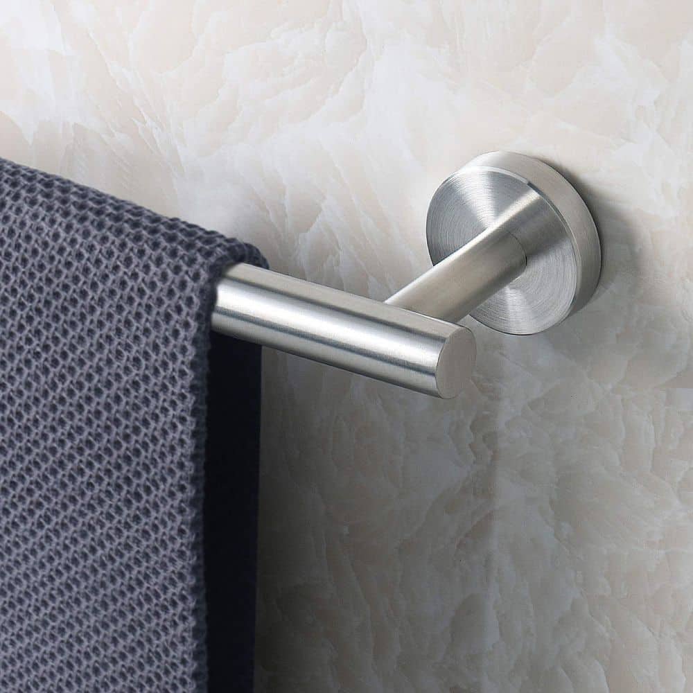 Unbranded 1-Pack Brushed Nickel Stainless Steel 24 in. Wall Mount Rustproof Bathroom Towel Bar Rack Holder Rod (3)
