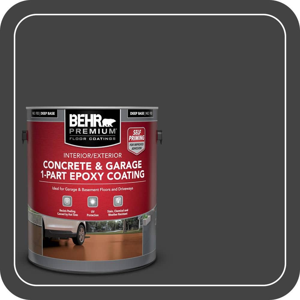 BEHR PREMIUM 1 gal. #S-H-790 Black Suede Self-Priming 1-Part Epoxy Satin Interior/Exterior Concrete and Garage Floor Paint (1)