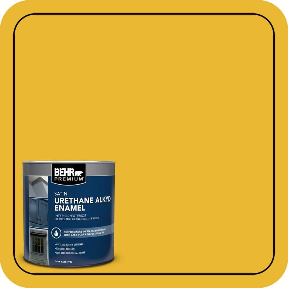 BEHR PREMIUM 1 qt. #OSHA-6 OSHA SAFETY YELLOW Satin Enamel Urethane Alkyd Interior/Exterior Paint