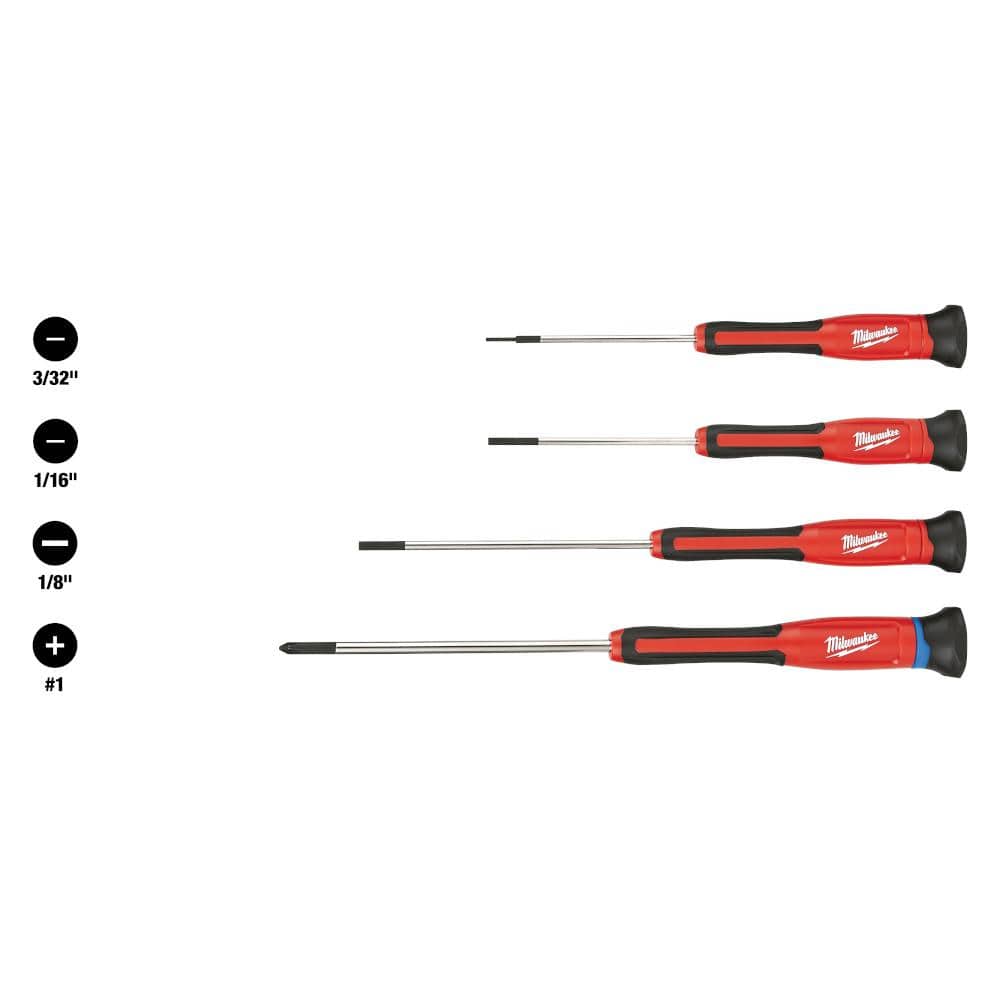 Milwaukee Precision Phillips/Slotted Flat Head Combination Screwdriver Set (4-Piece)
