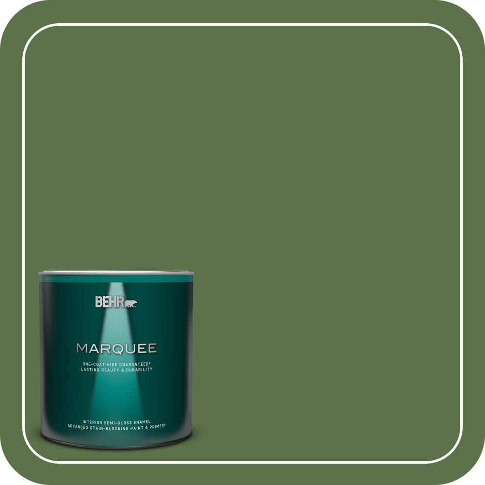 BEHR MARQUEE 1 qt. #MQ6-48 Hummingbird Green One-Coat Hide Semi-Gloss Enamel Interior Paint & Primer