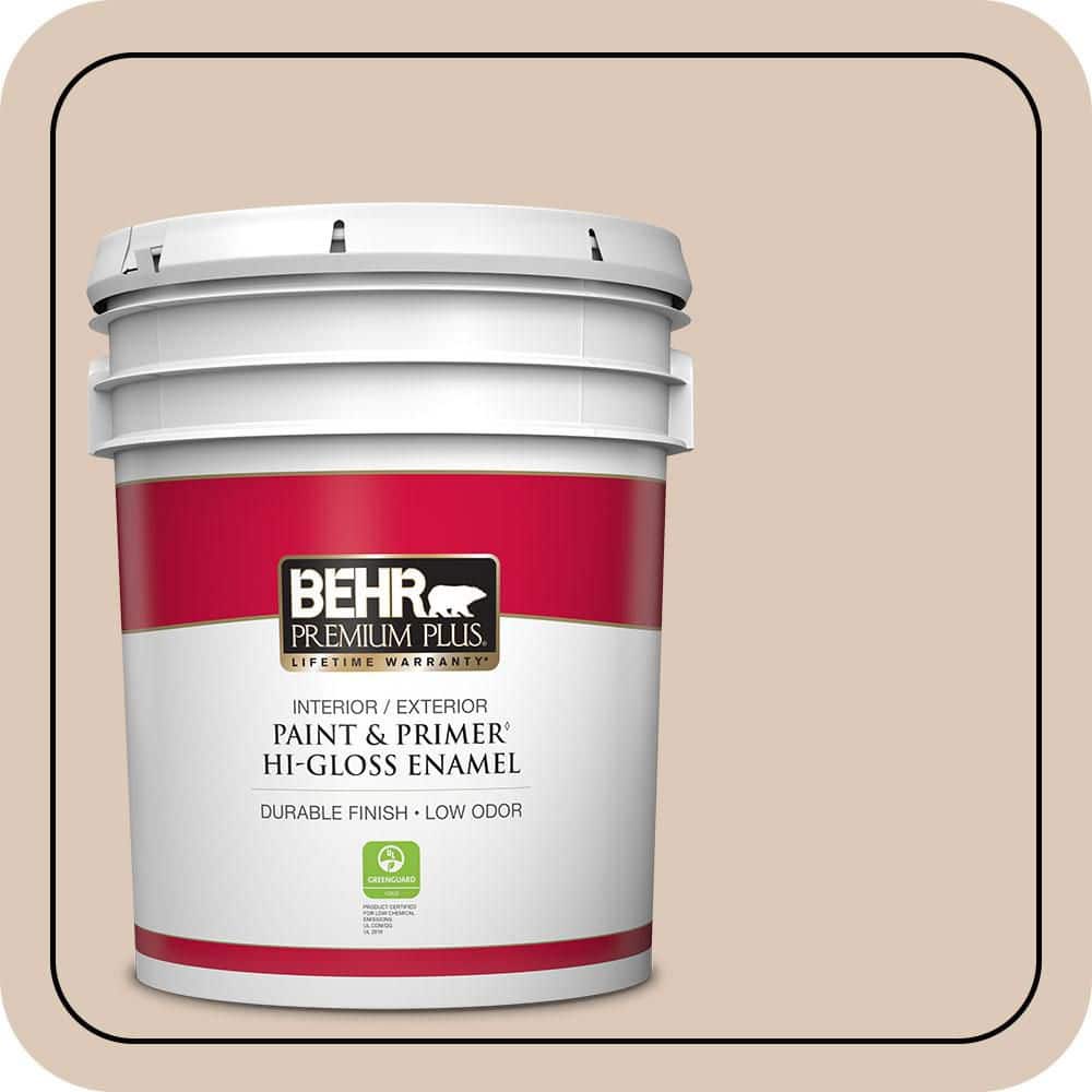 BEHR PREMIUM PLUS 5 gal. #MQ3-9 Loft Light Hi-Gloss Enamel Interior/Exterior Paint & Primer