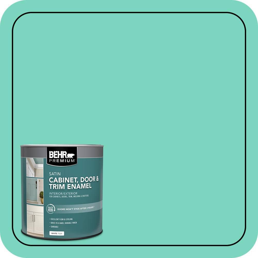 BEHR PREMIUM 1 qt. #P430-3 Green Parakeet Satin Enamel Interior/Exterior Cabinet, Door & Trim Paint (1)