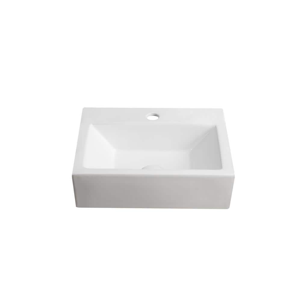 Elanti Wall-Mounted Rectangle Bathroom Sink in White (3)