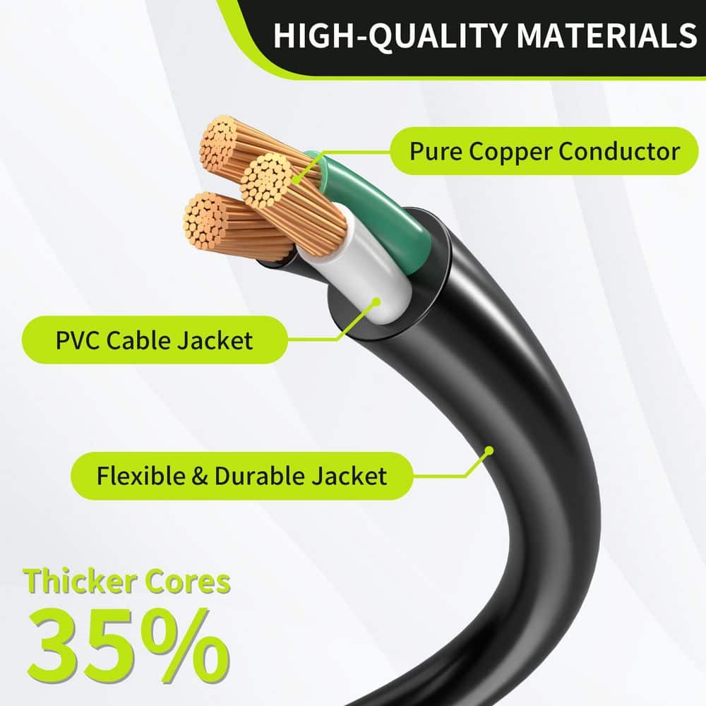 Unbranded 6 ft. 16 Gauge 3-Conductor 13A 125V Rated Indoor Braided Extension Cord w/Tri-Tap Dual Lighted End and Foot Switch Black (3)