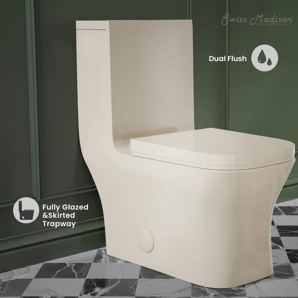Swiss Madison Concorde 1-piece 1.1/1.6 GPF Dual Flush Toilet Bisque (2)