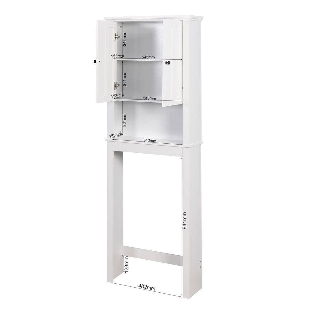 Unbranded 23 in. W x 67 in. H x 7.7 in. D White Bathroom Wood Organizer Shelf Over-the-Toilet Storage Rack Cabinet Spacesaver (2)
