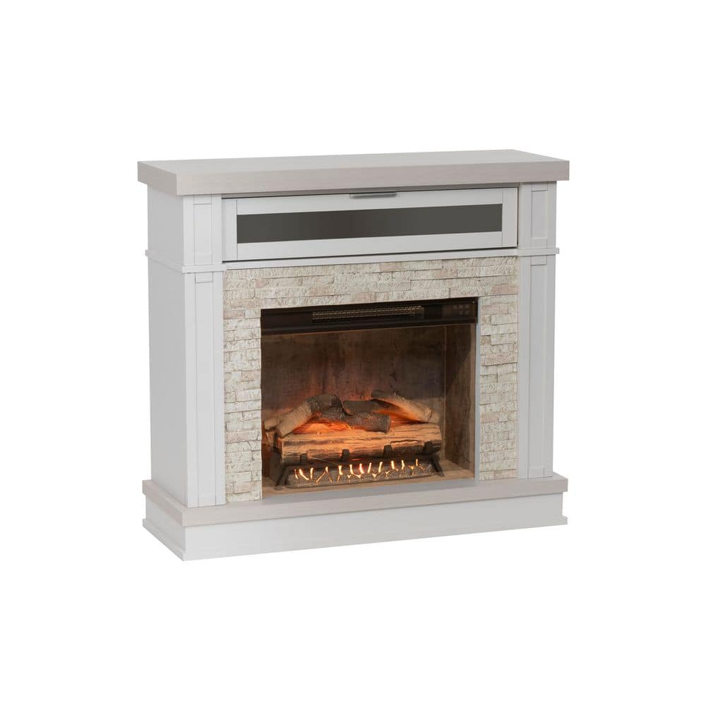 Linon Home Decor Ephersyn 40 in. Freestanding Electric Fireplace TV Stand in White