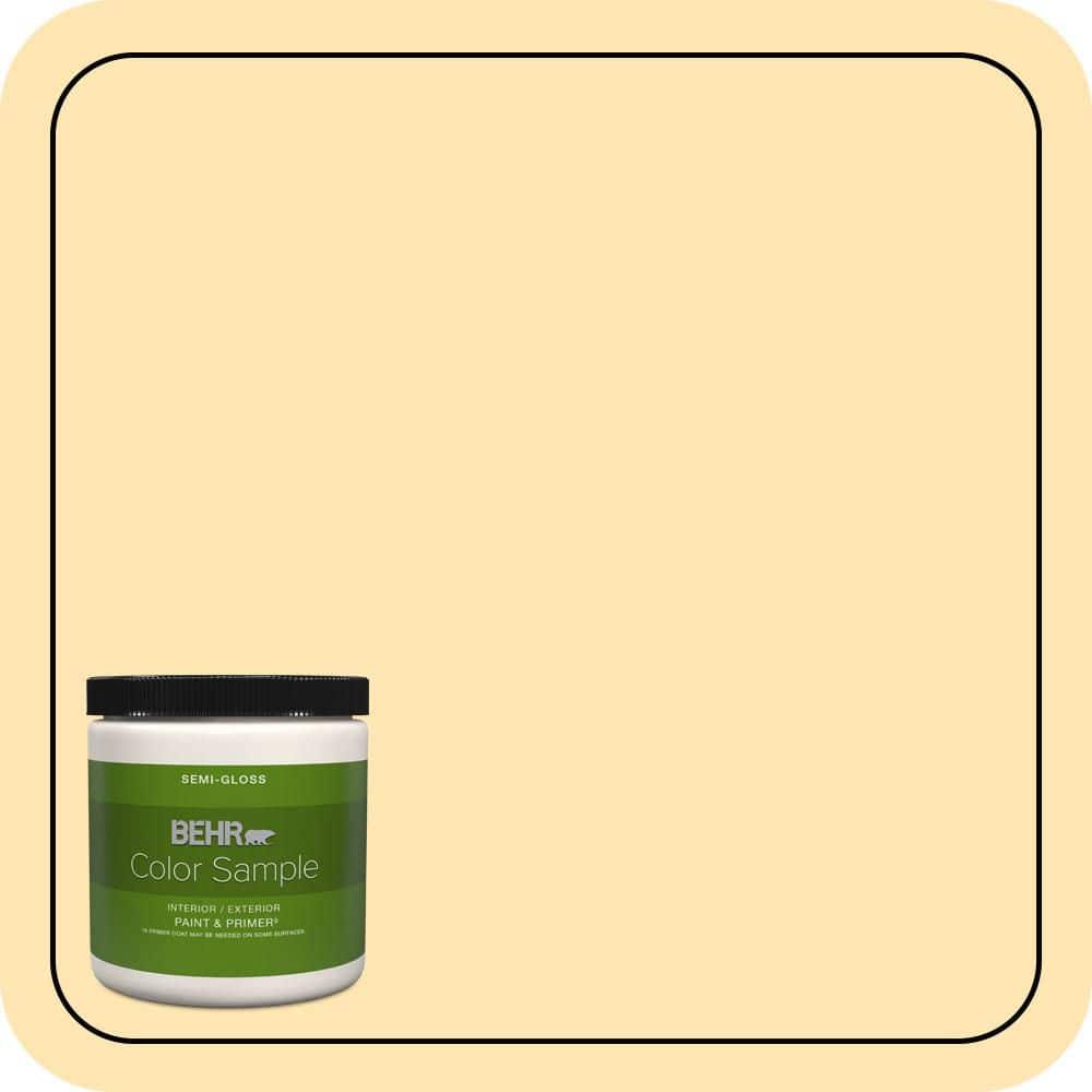 BEHR PREMIUM PLUS 8 oz. #P260-3 Vanilla Ice Cream Semi-Gloss Interior/Exterior Paint & Primer Color Sample