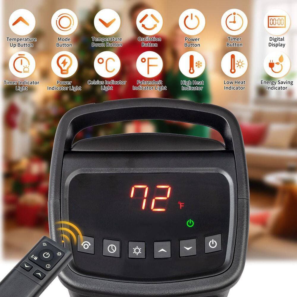 Karl home 1500-Watt 17 in. Indoor Electric Tower Ceramic Fan Space Heater with Remote Control (3)