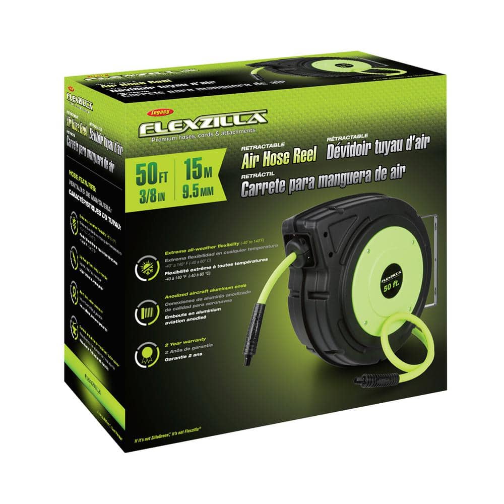 Flexzilla 3/8 in. x 50 ft. Enclosed Retractable Air Hose Reel with 1/4 in. MNPT Fitting (3)