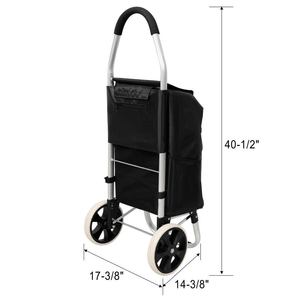 Tidoin Black Aluminium Foldable Removable Cart with Wheels and Oxford Waterproof Bag (2)
