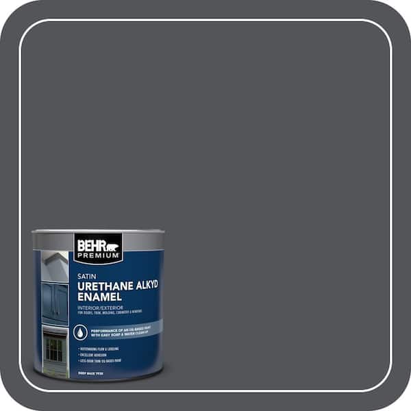 BEHR PREMIUM 1 qt. #N510-6 Orion Gray Satin Enamel Urethane Alkyd Interior/Exterior Paint (2)