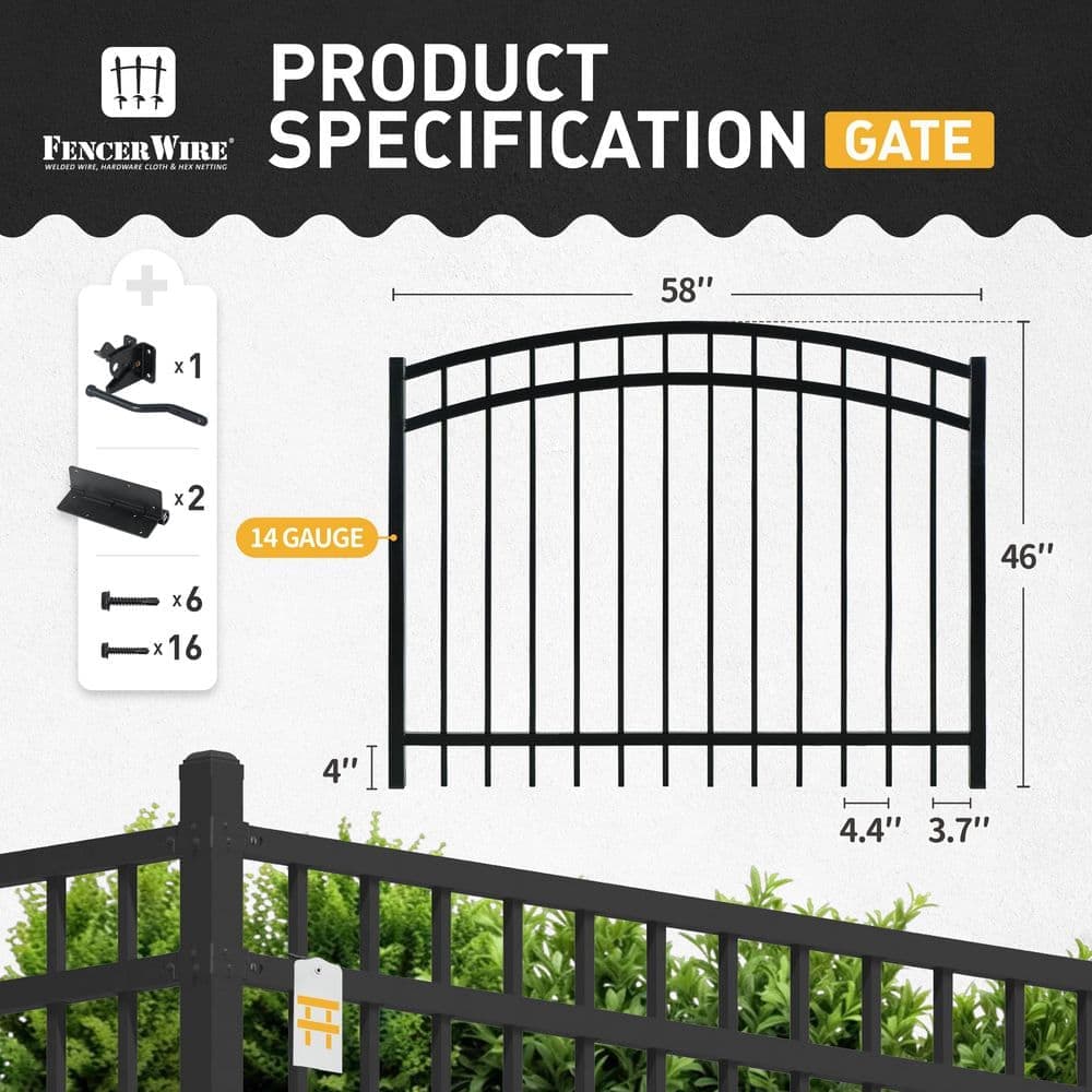 Fencer Wire Anti-Rust 5 ft. x 4 ft. Black Steel Arched Fence Gate (2)
