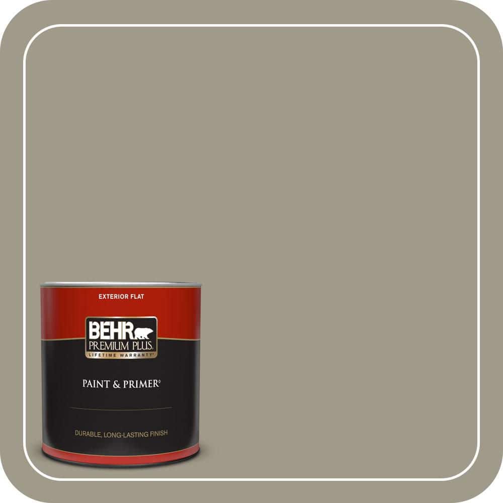 BEHR PREMIUM PLUS 1 qt. #QE-58 Moon Rock Flat Exterior Paint & Primer
