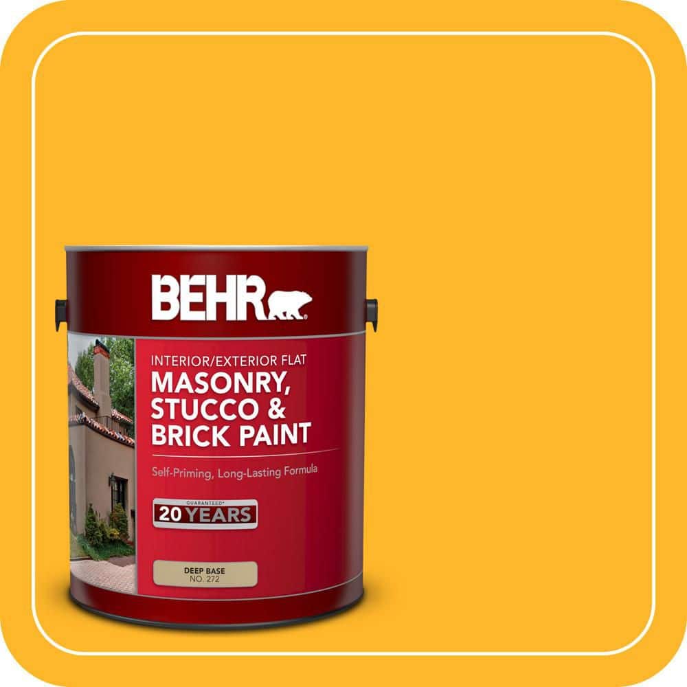 BEHR 1 gal. #P260-7 Extreme Yellow Flat Interior/Exterior Masonry, Stucco and Brick Paint