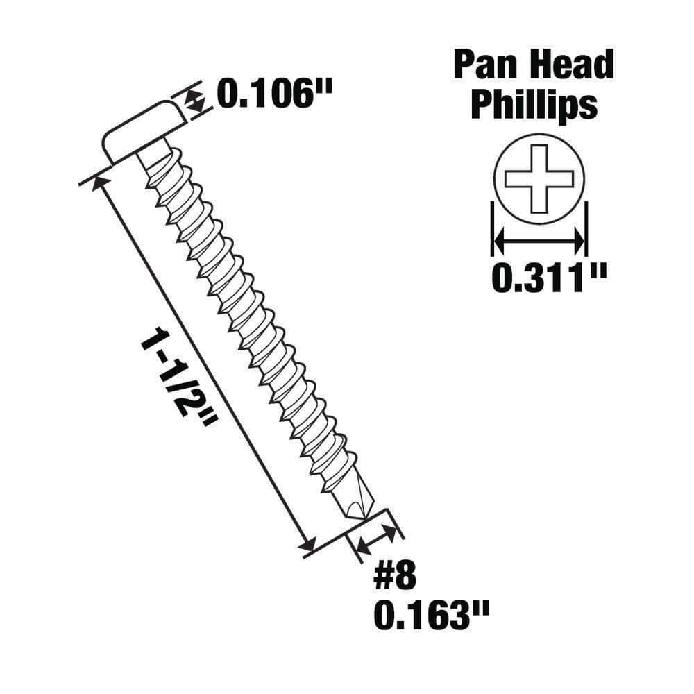 Everbilt #8 x 1-1/2 in. Stainless Steel Phillips Pan Head Sheet Metal Screw (15-Pack) (4)