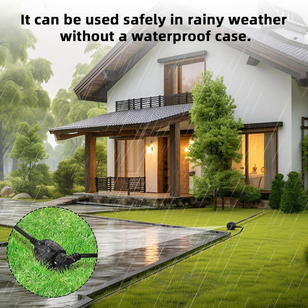Lukyamzn 50ft. 16/3 Heavy Duty Outdoor Extension Cord with Waterproof Socket and Weather Resistance Black (2)