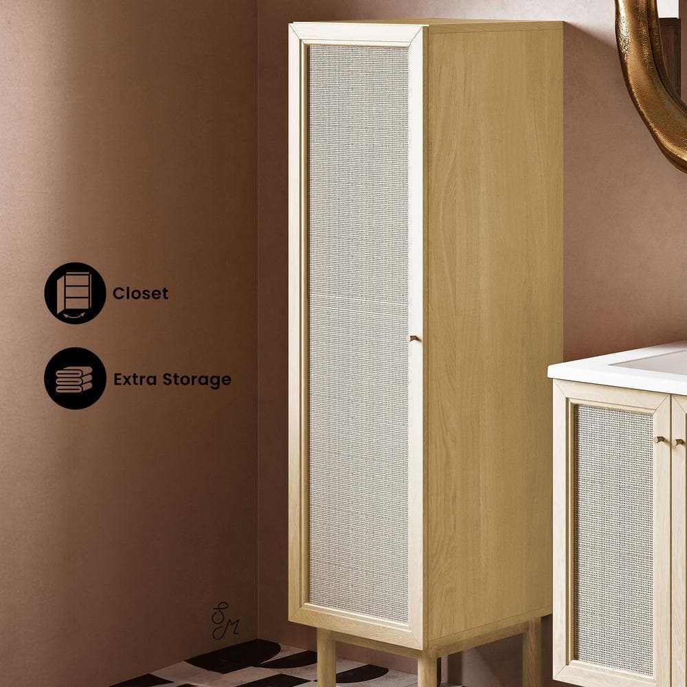 Swiss Madison Classe 15.5 in. W x 15 in. D x 60 in. H Brown Freestanding Linen Cabinet in Natural Oak (3)