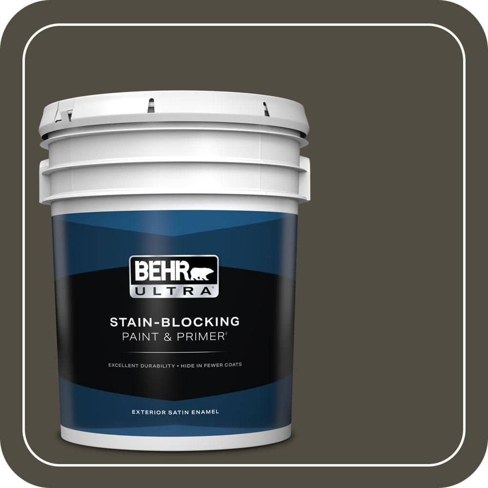 BEHR ULTRA 5 gal. #S-H-760 Olive Leaf Satin Enamel Exterior Paint & Primer