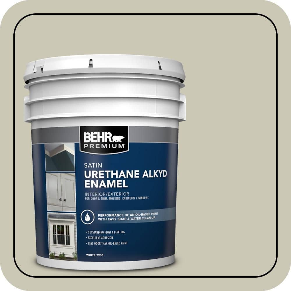 BEHR PREMIUM 5 gal. #PPU10-10 Ocean Foam Urethane Alkyd Satin Enamel Interior/Exterior Paint