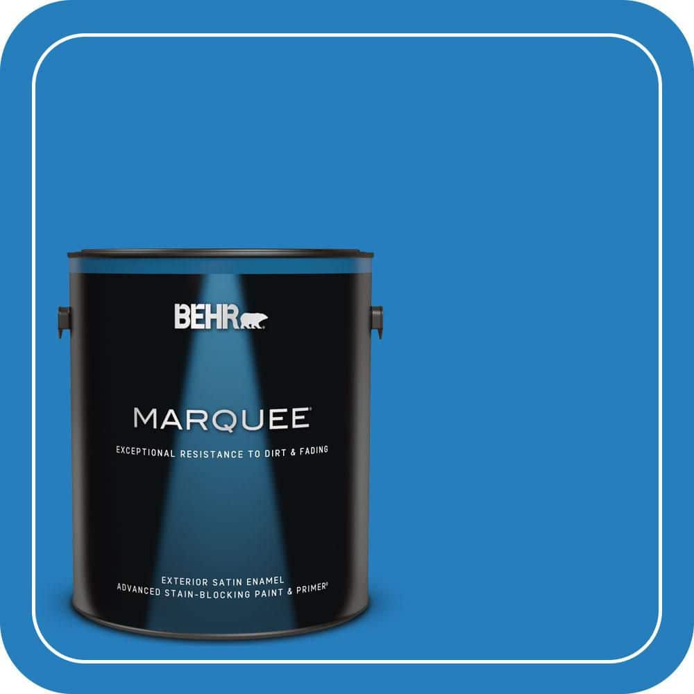 BEHR MARQUEE 1 gal. #P510-6 Brilliant Blue Satin Enamel Exterior Paint & Primer (1)